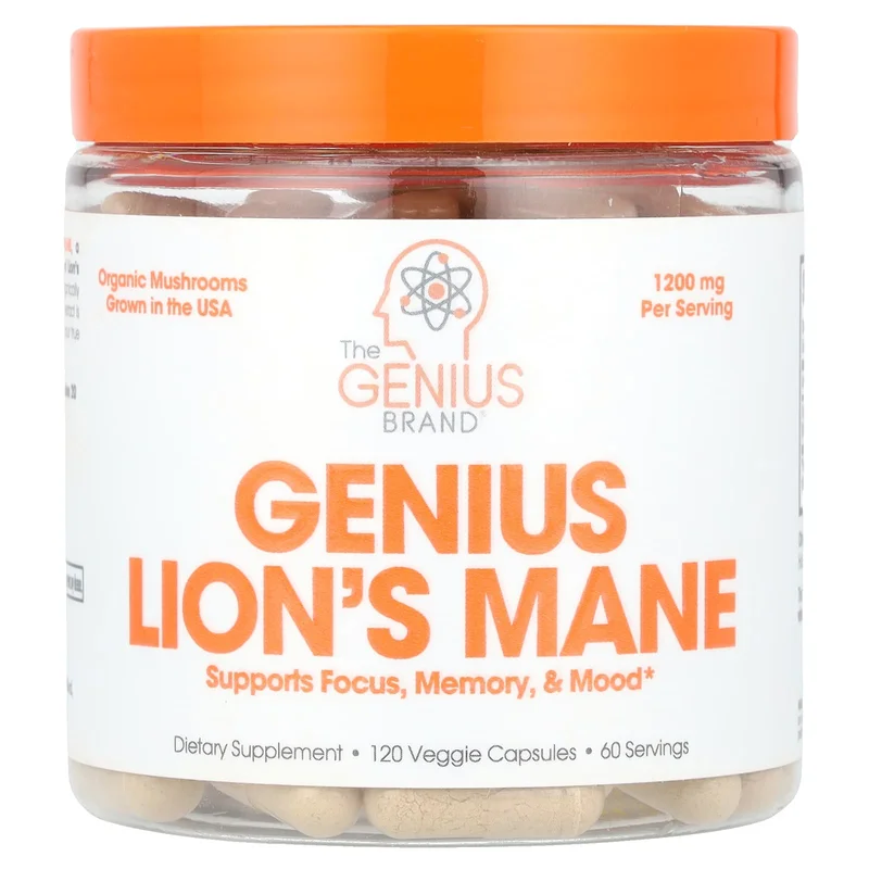 The Genius Brand, Genius Lion's Mane, 120 Veggie Capsules (600 mg per Capsule)