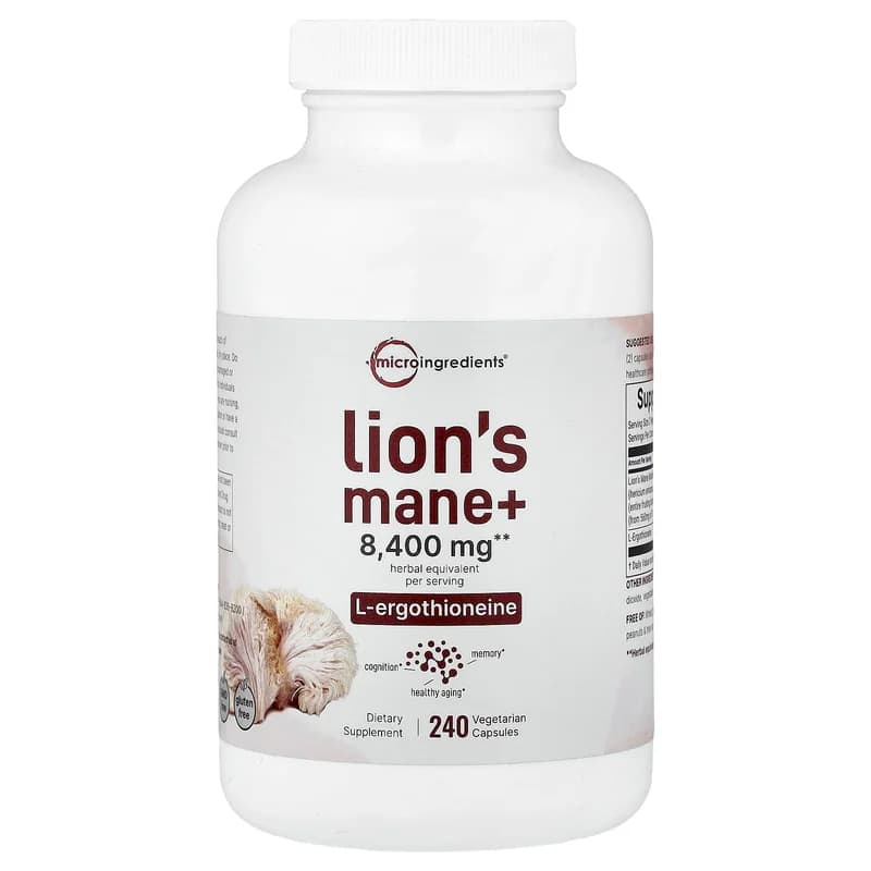 Micro Ingredients, Lion's Mane + L-Ergothioneine, 240 Vegetarian Capsules